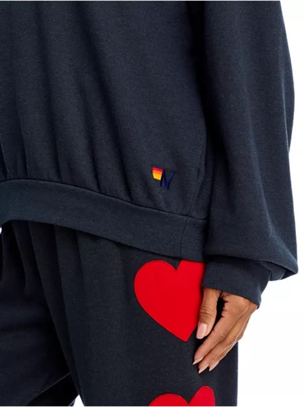 Aviator Nation Navy Crewneck Sweatshirt with Red Heart Patch - Picture 4 of 5